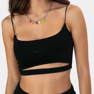Black Crop Top with front Cut Out!!